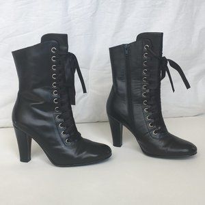 Black Victorian-Inspired Lace Up Boots